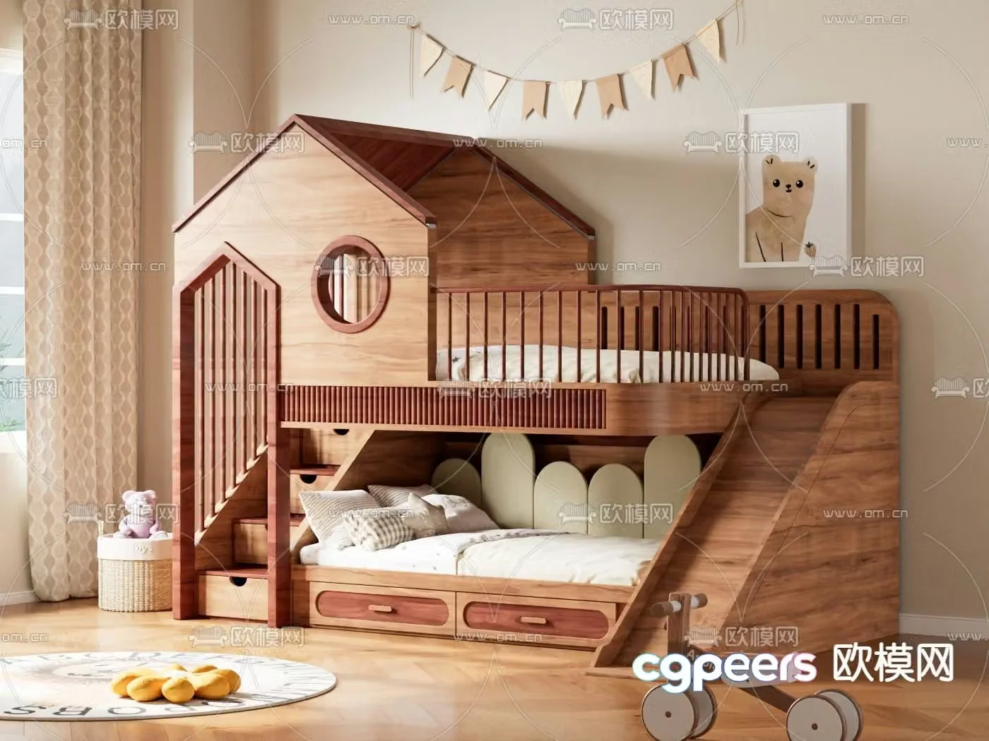 Children’s bed bunk bed bunk bed 3d model