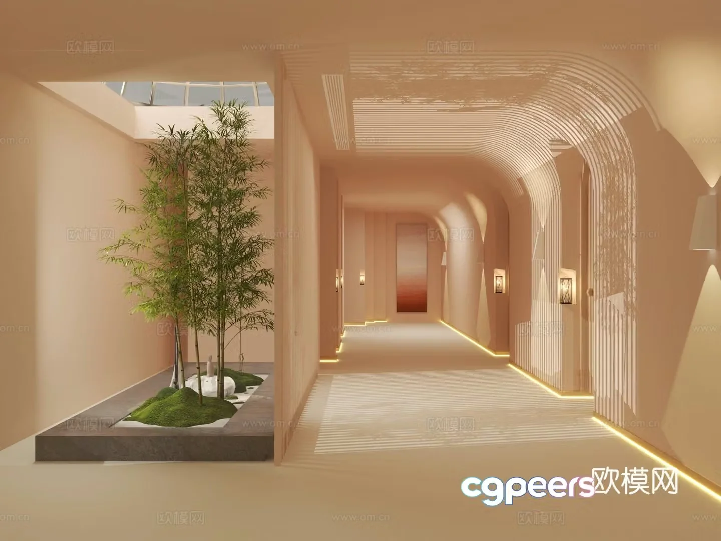Modern beauty_shop aisle_beauty salon corridor_corridor landscape 3D model 3D model
