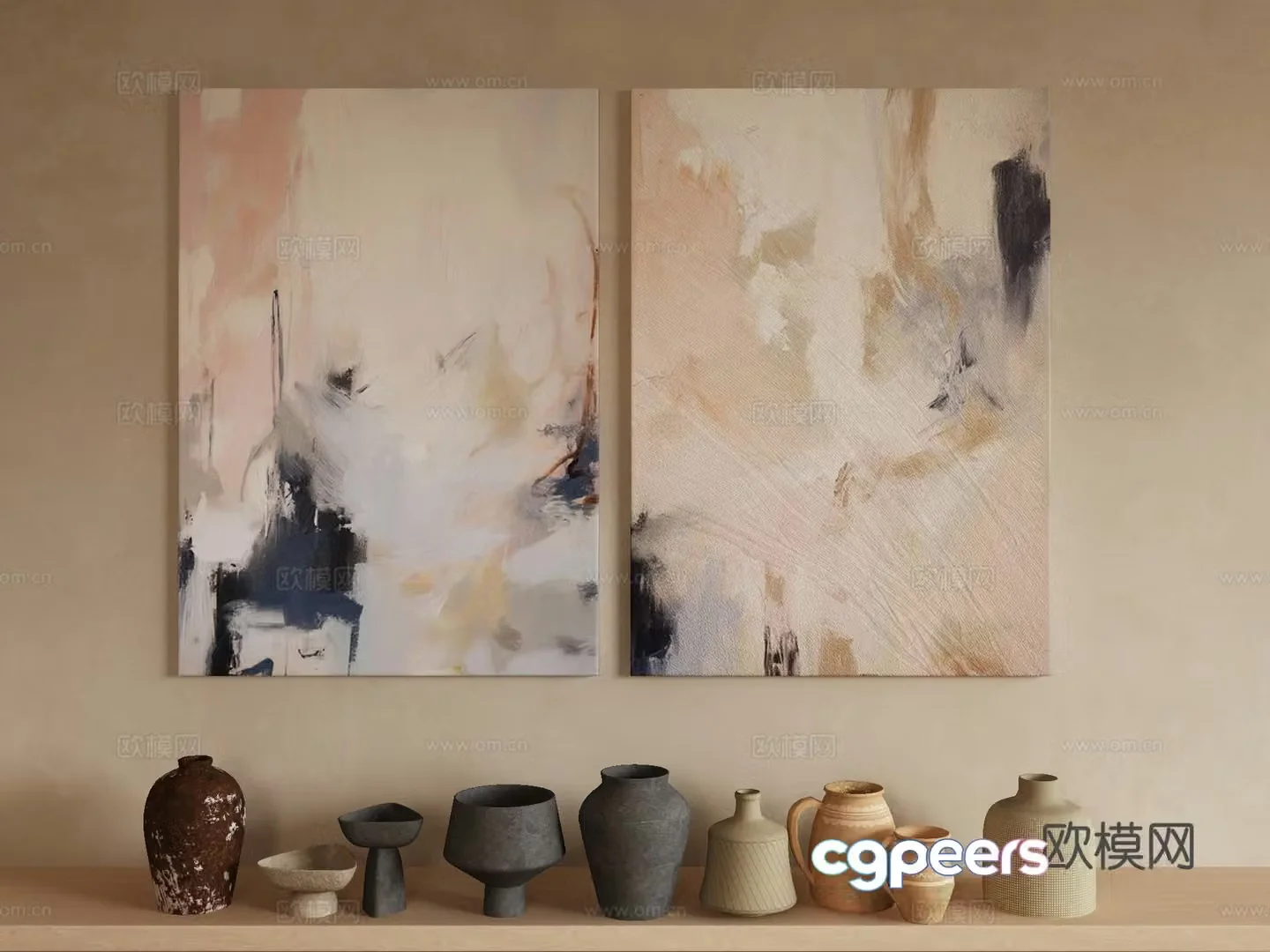 Modern Wasabi Hanging Painting 3D Model