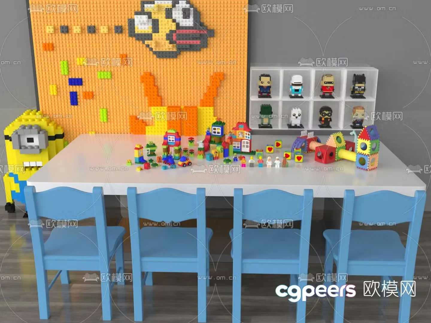 Modern children’s table and chair 3d model