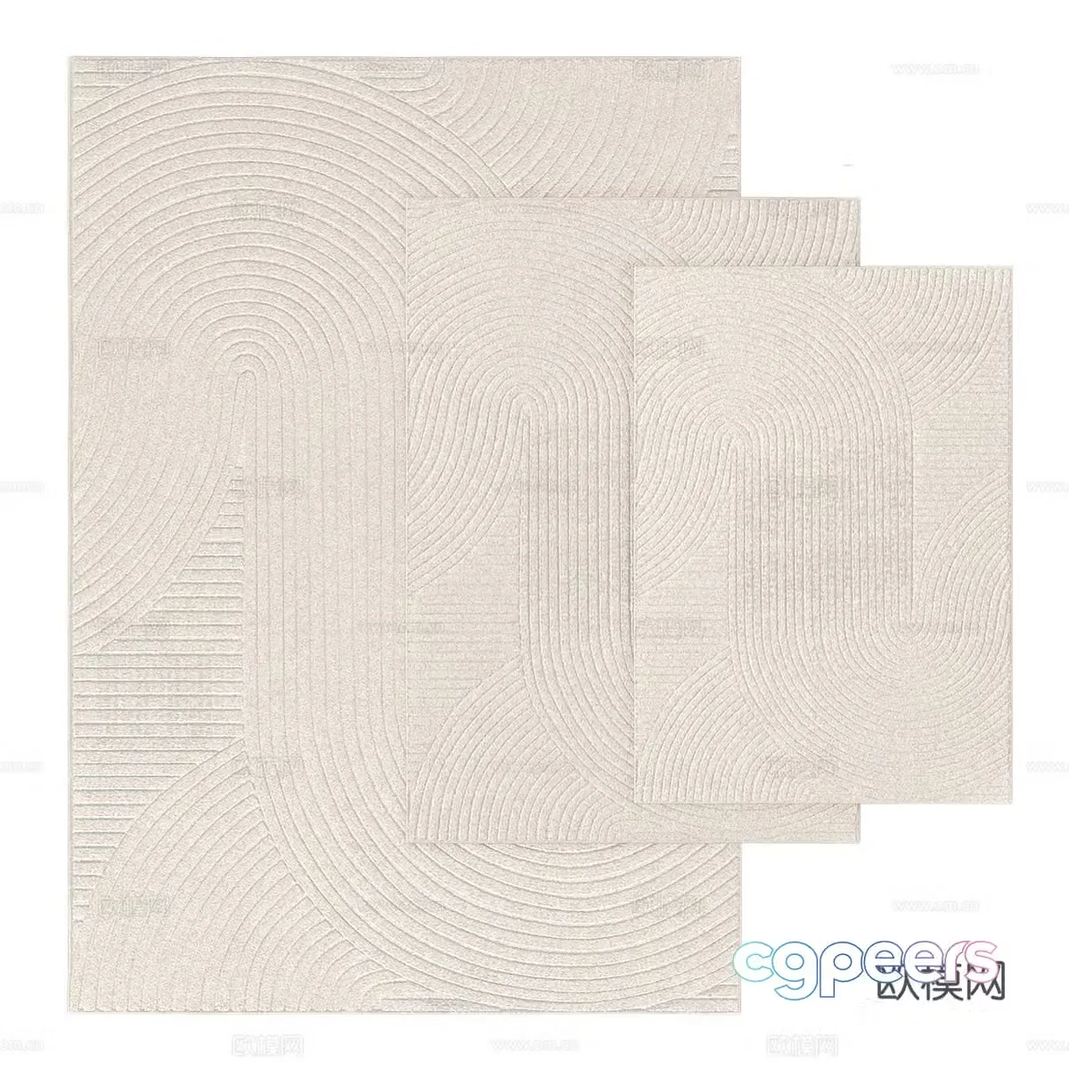 Modern cream style xicili fabric carpet 3d model