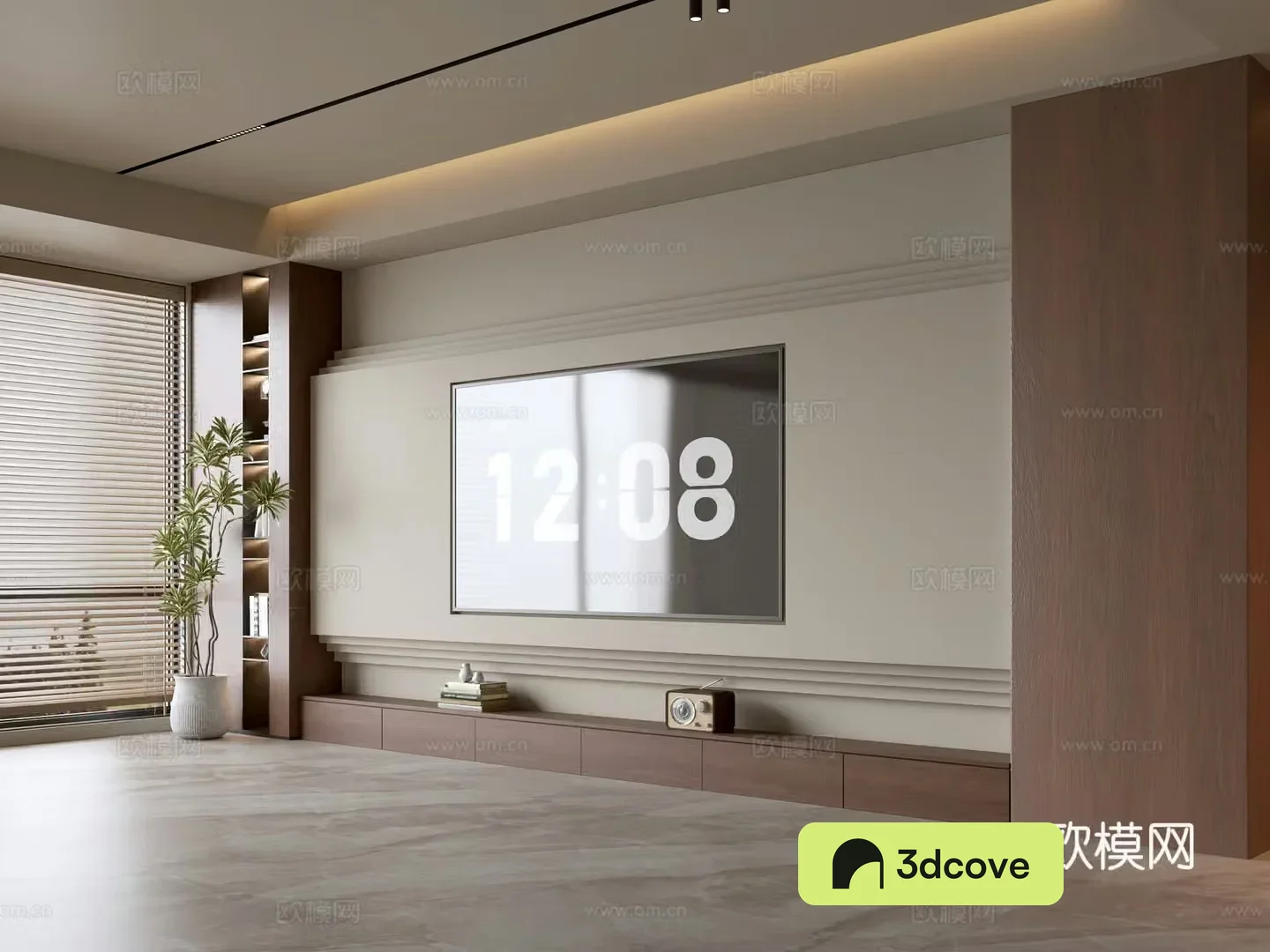 Wasabi Middle Style TV Cabinet TV Background Wall Overall Cabinet TV Background Wall Medal Style 3D Model
