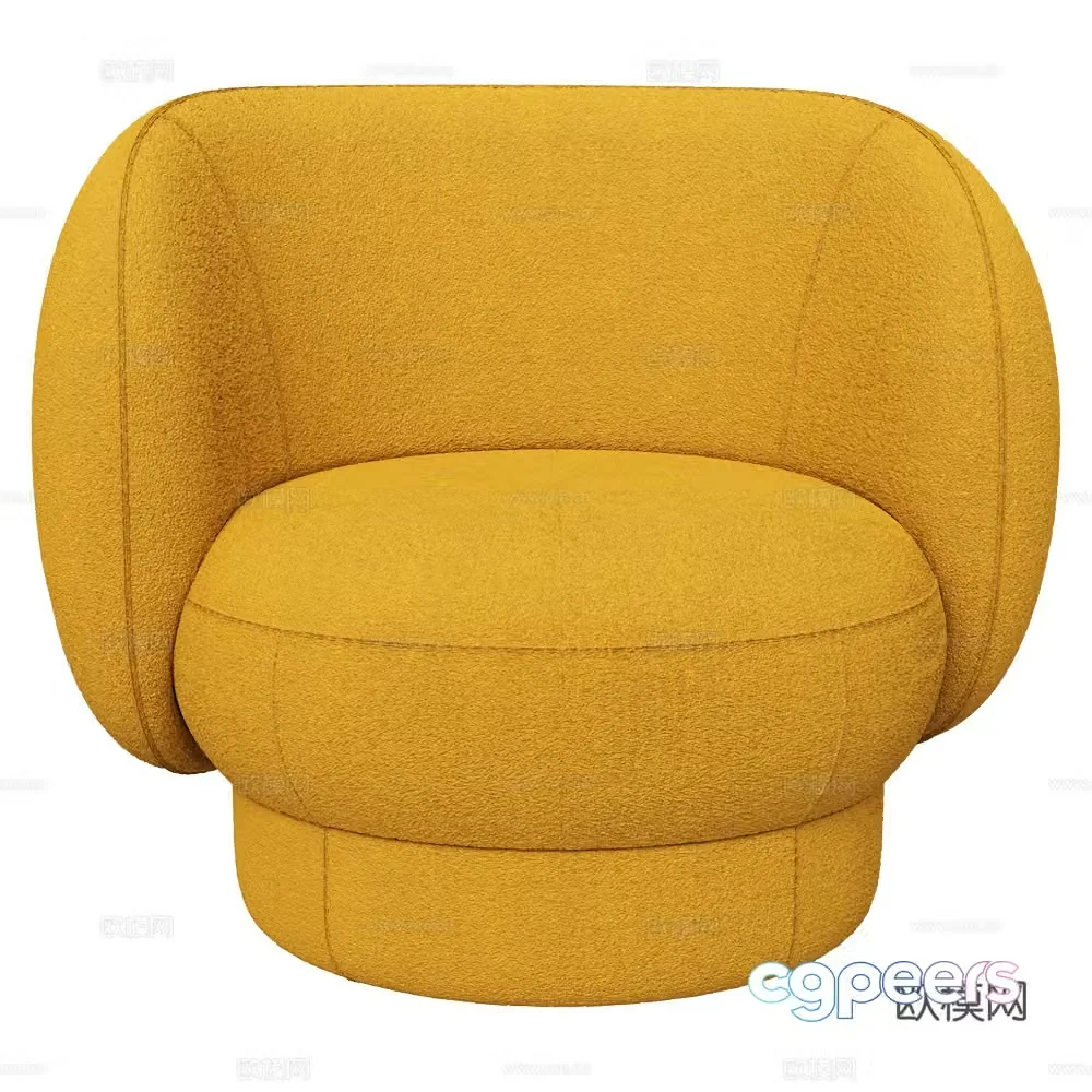 Modern Italian cream style fabric sofa chair 3d model