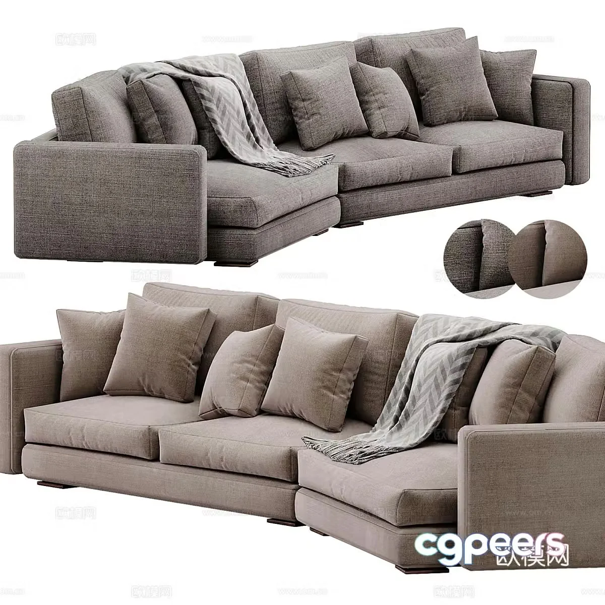 Modern Italian Bordeaux sofa 3d model