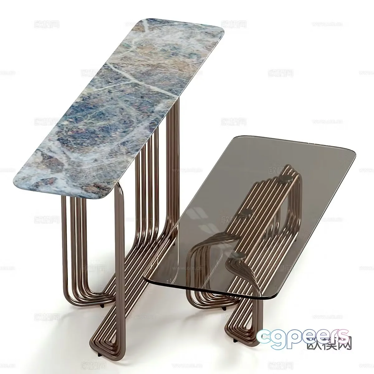 New Chinese style light luxury casual table and chair 3D model