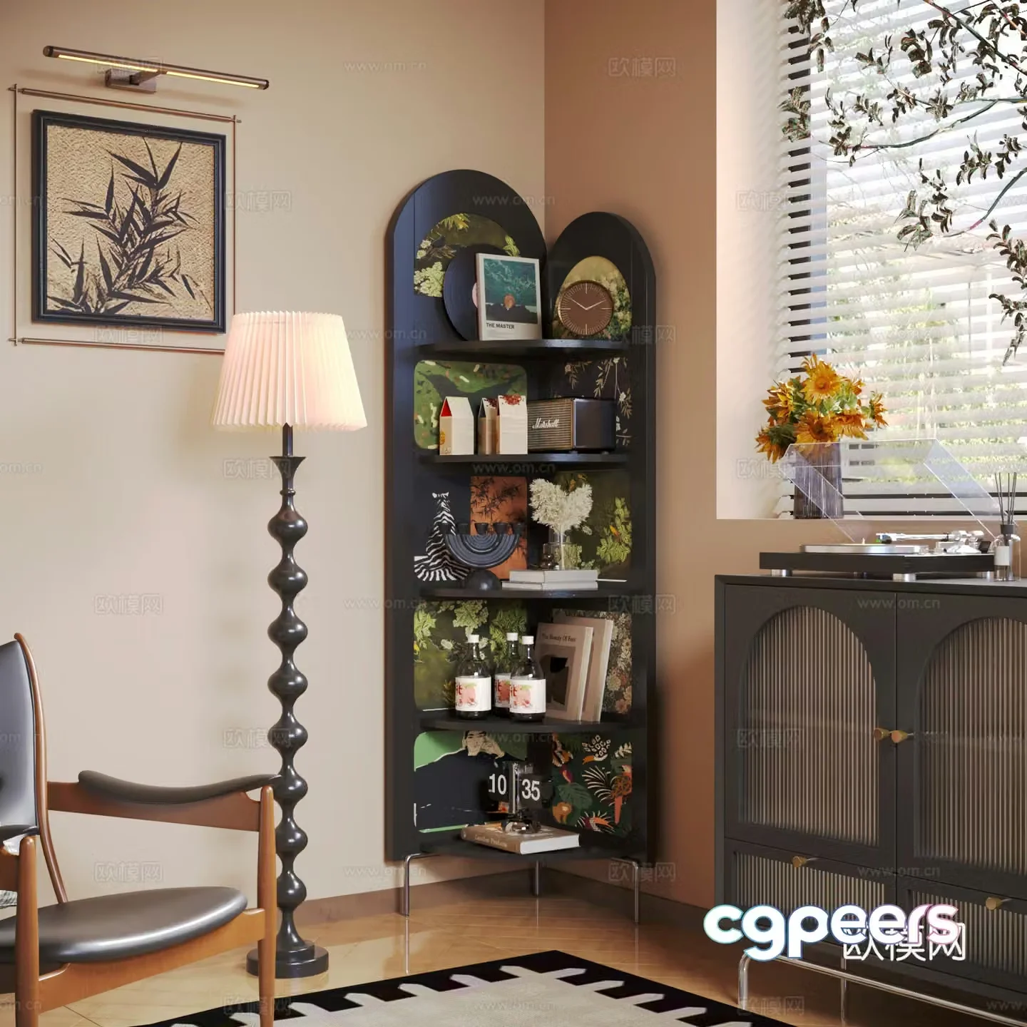 French retro corner cabinet 3d model