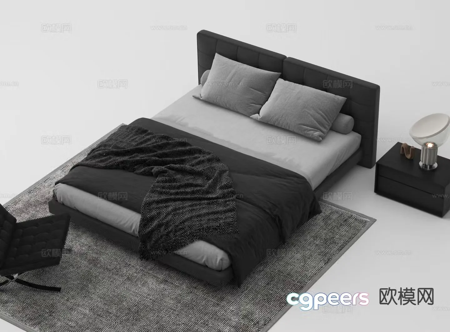Modern double bed 3d model