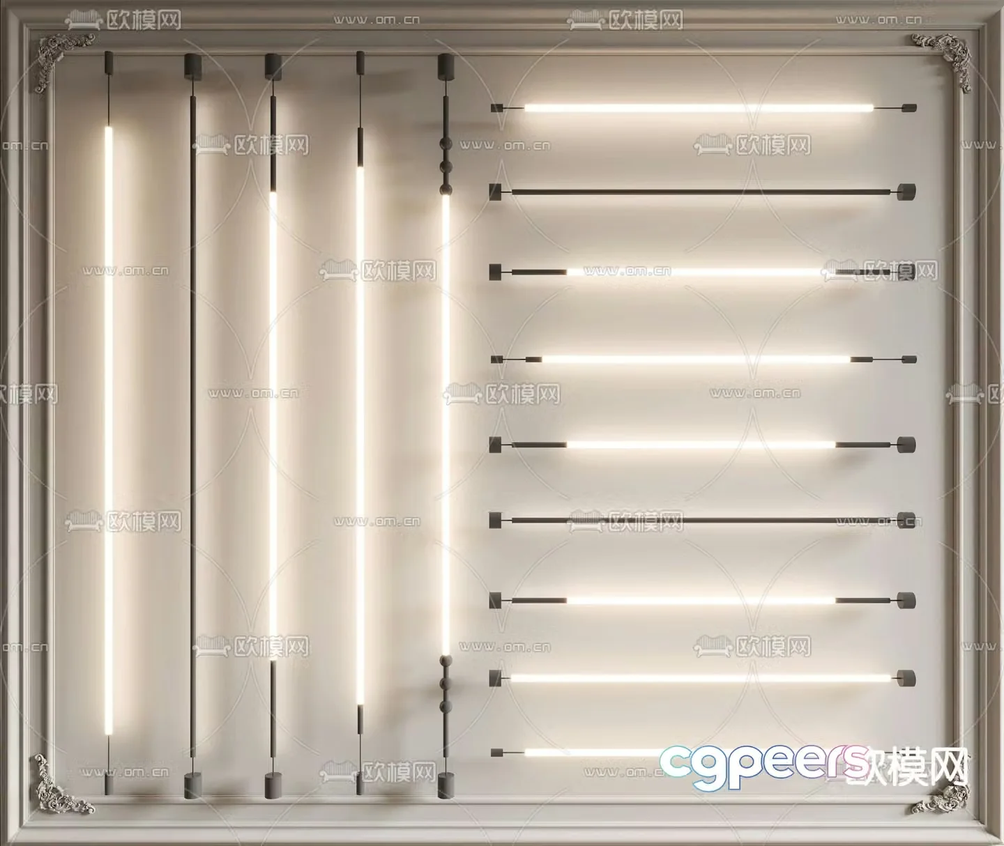 Skyline light linear light steel strip light 3d model