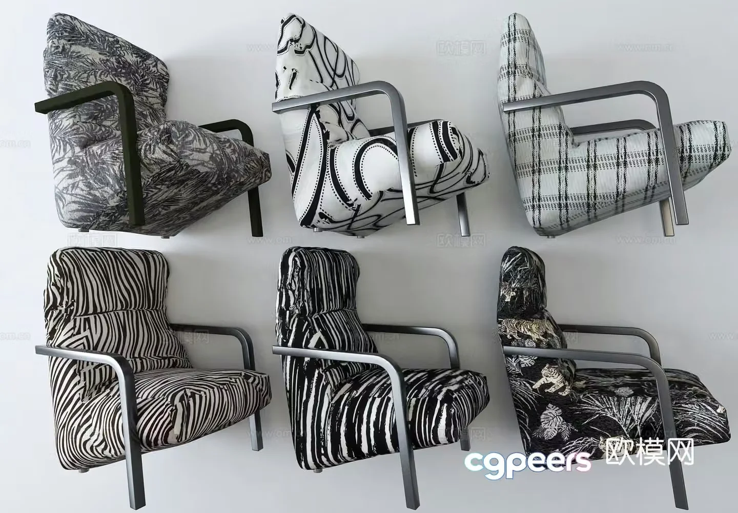 French leisure chair chair single chair 3d model