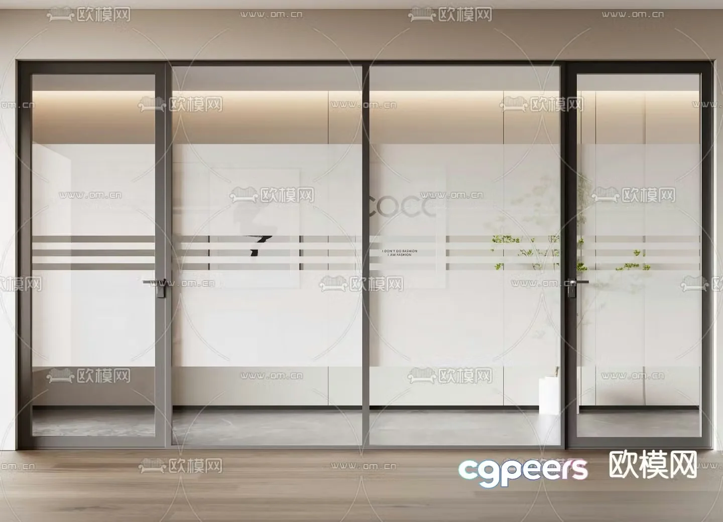 Office glass door glass partition 3d model