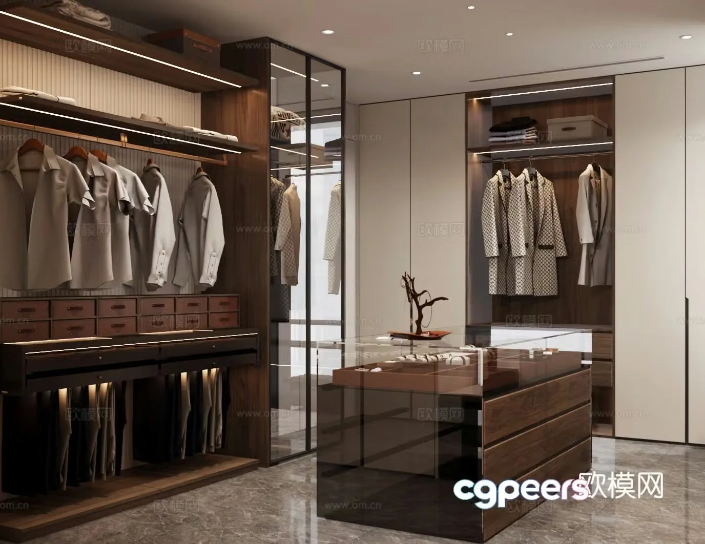 Light luxury cloakroom Island cloakroom U-shaped cloakroom Open cloakroom Glass island 3D model