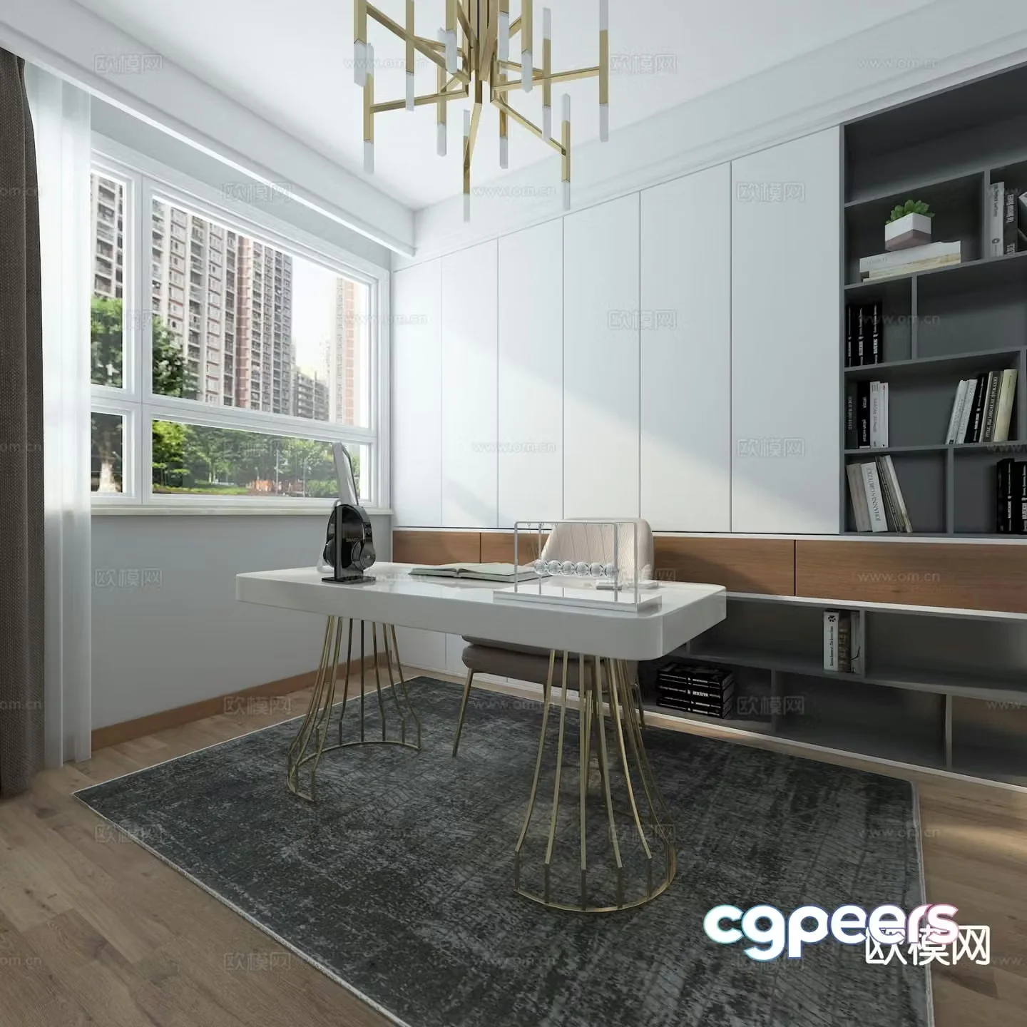 Modern study room 3d model