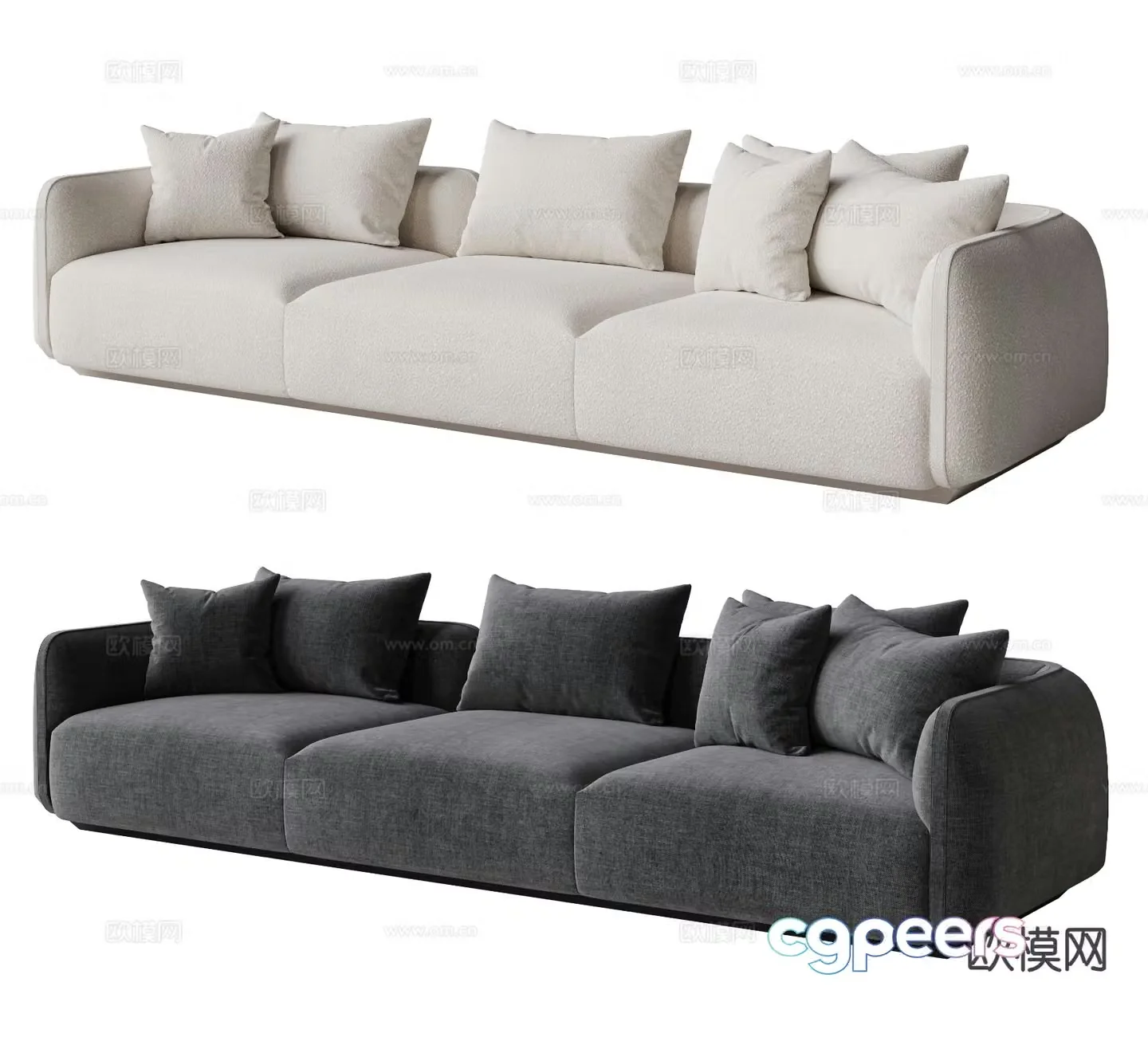 Modern three-seat sofa 3d model