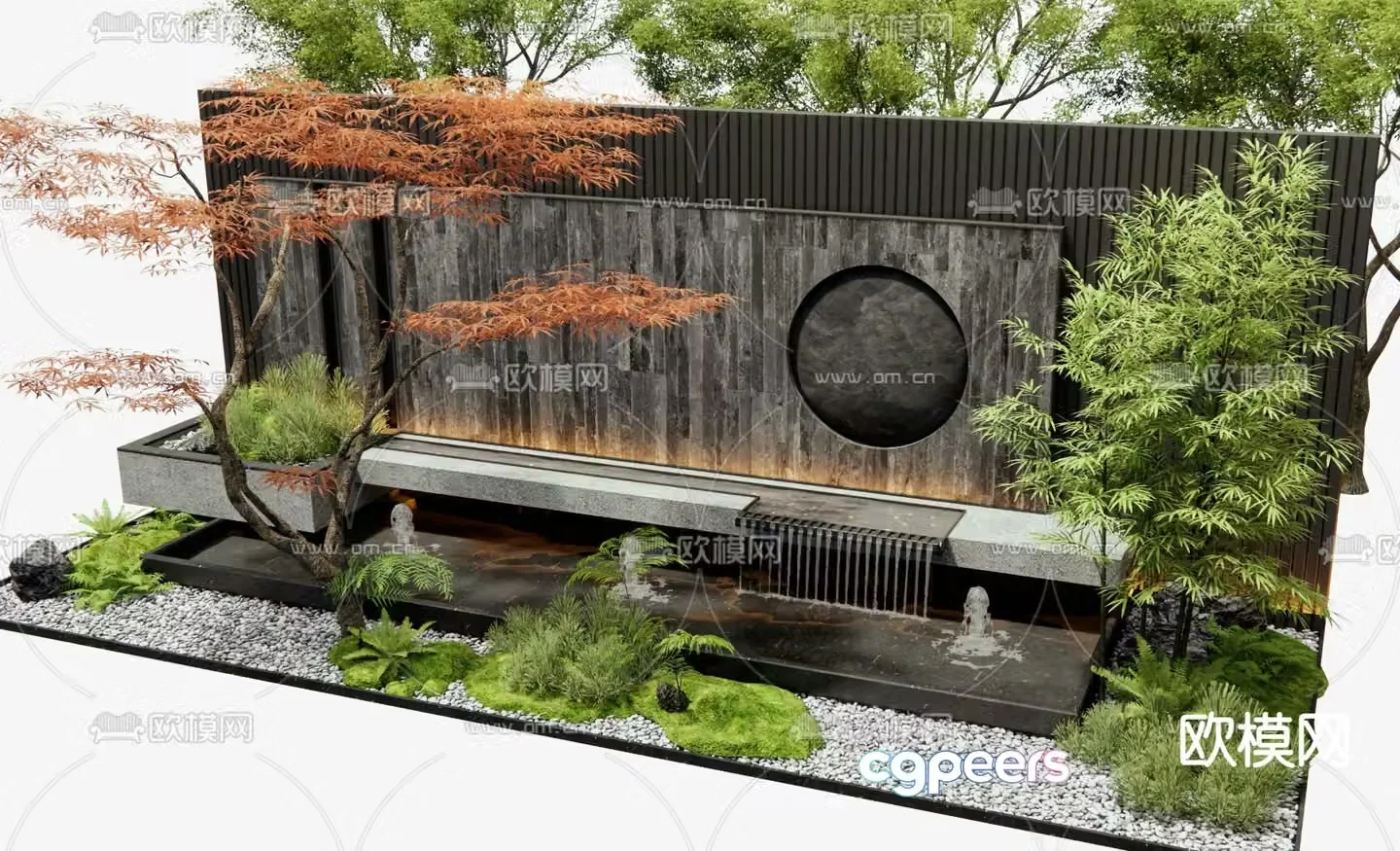 New Chinese style water feature wall flowing water feature wall 3D model
