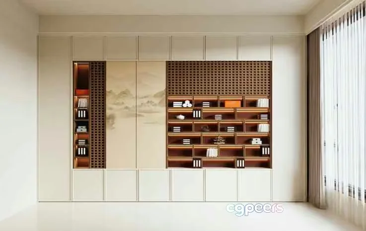 A Large Bookshelf 3D Model – 17070 – VRAY Render