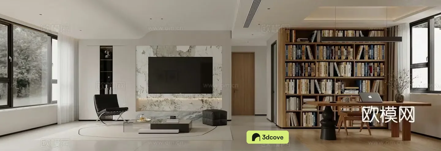 Modern living and dining room