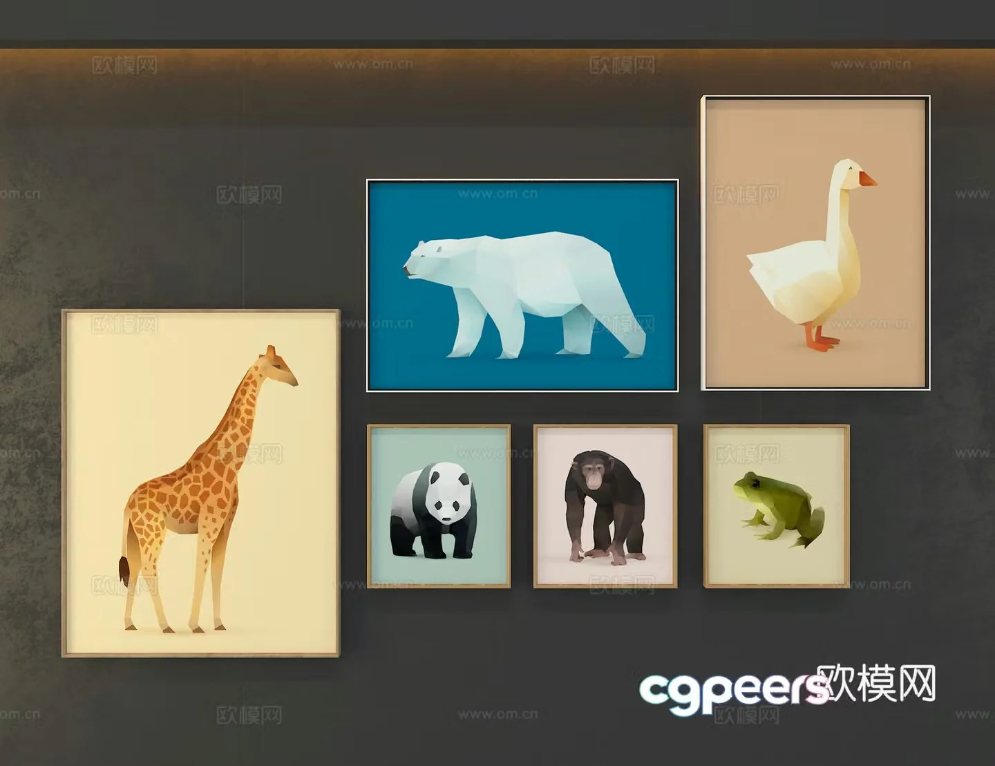 Animal origami decoration painting 3d model
