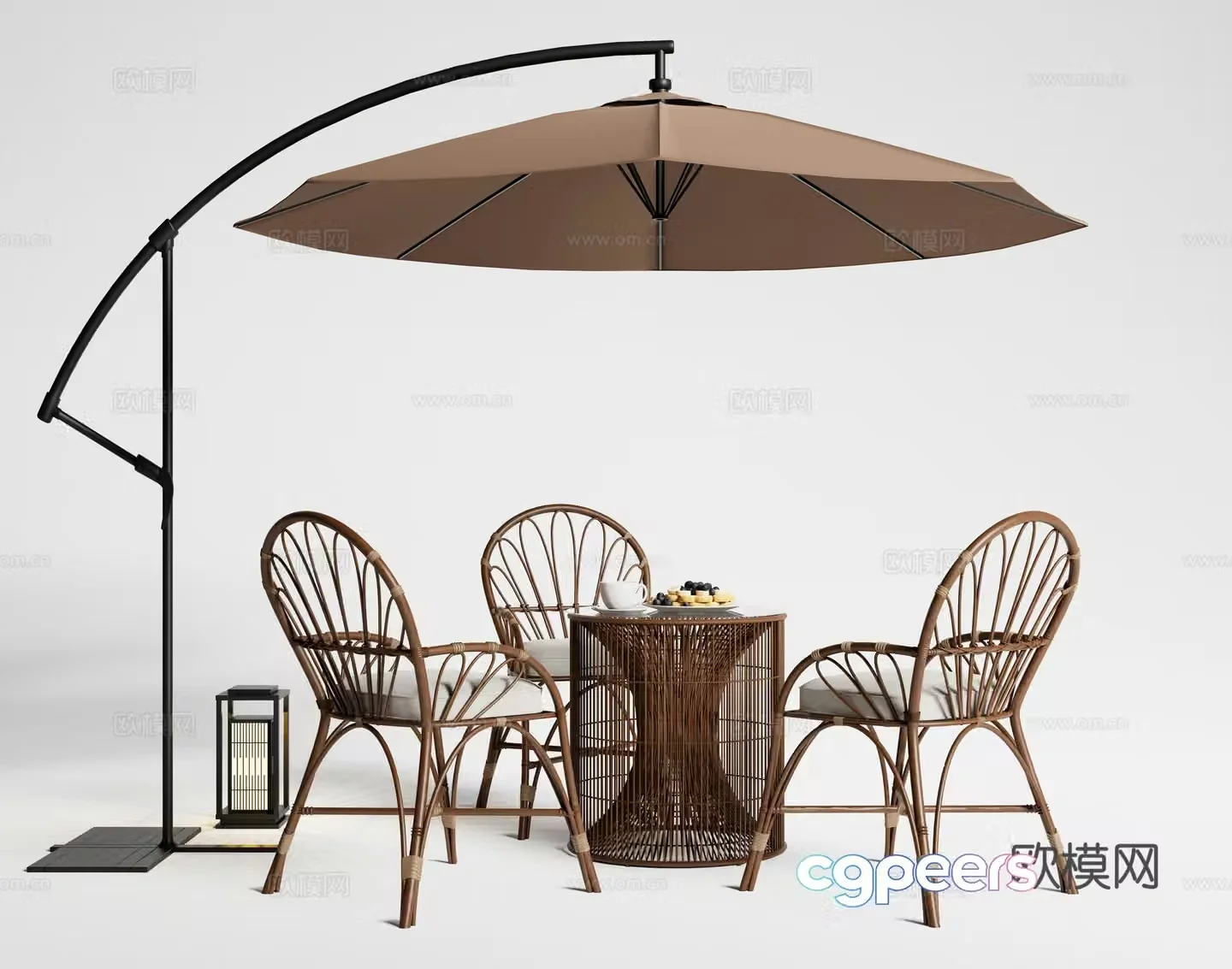 Modern outdoor table and chairs rattan outdoor table and chairs rattan chairs 3D model