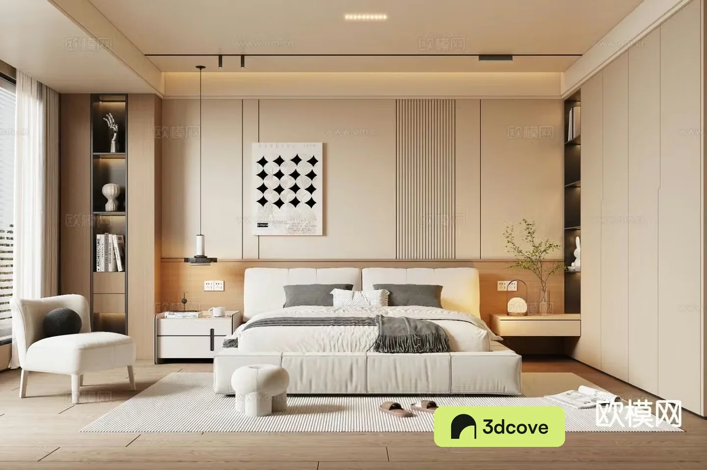Cream style master bedroom