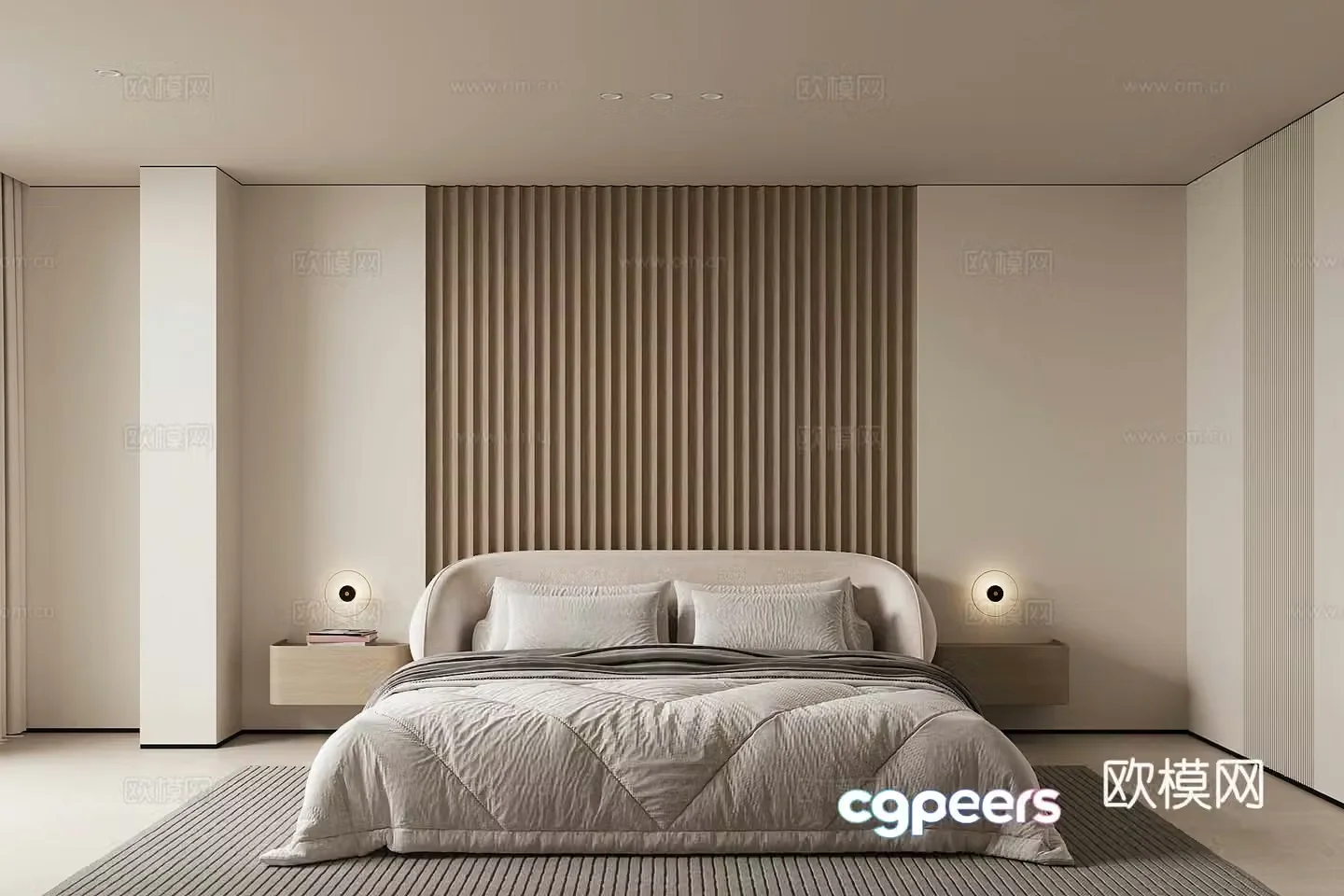 Middle-aged home bedroom Middle-aged elder room Second-bedroom Middle-aged bedroom Bed Minimalist bedroom 3D model
