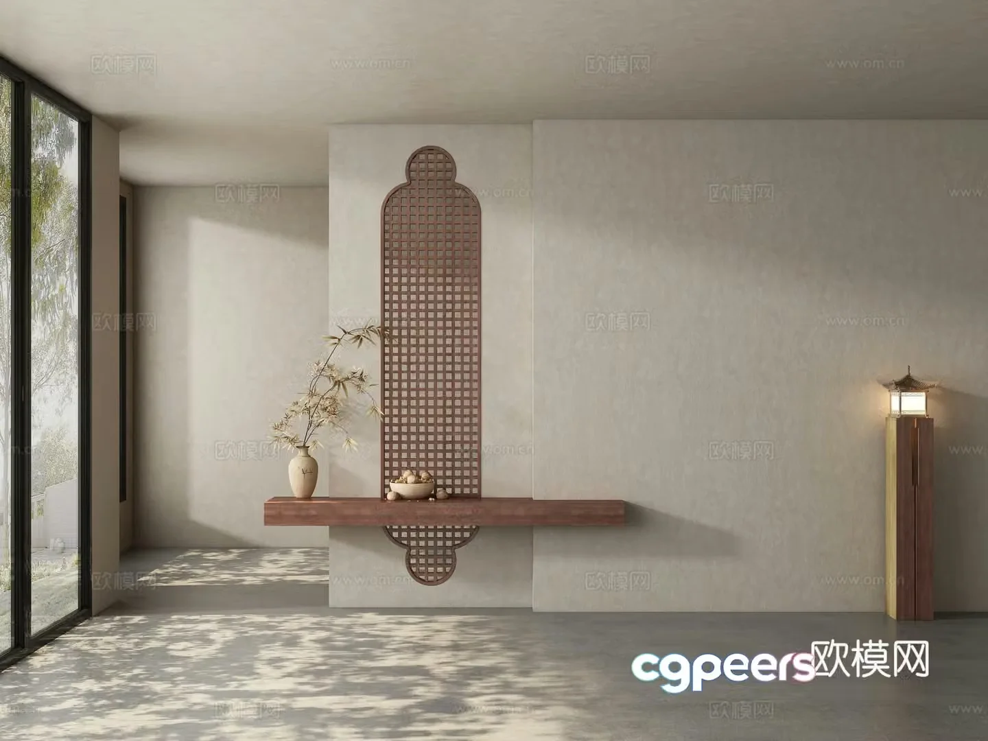 Modern tea room background wall 3d model