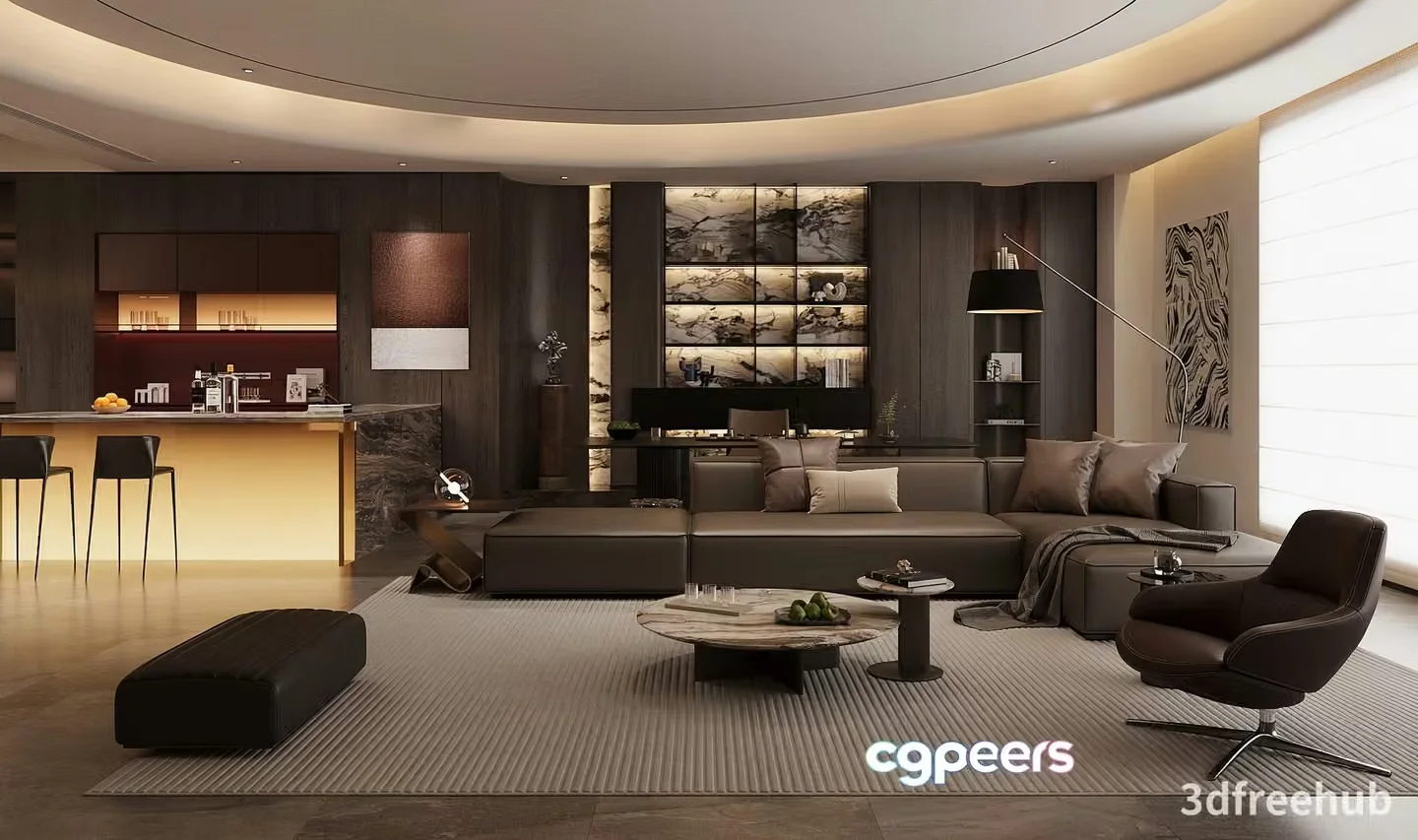Modern Living Room 3D Model – 23176 – VRAY Render