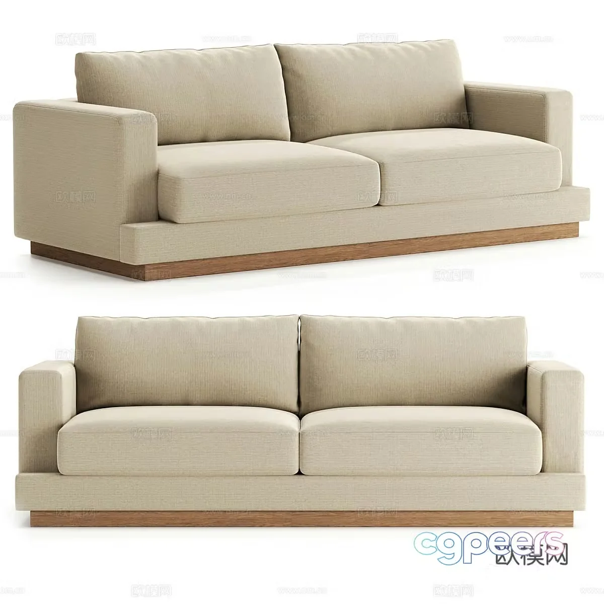 3d model of double sofa