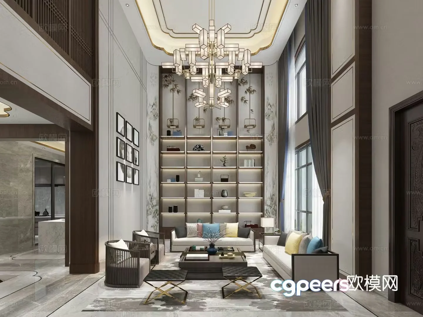 New Chinese-style villa guest restaurant 3D model