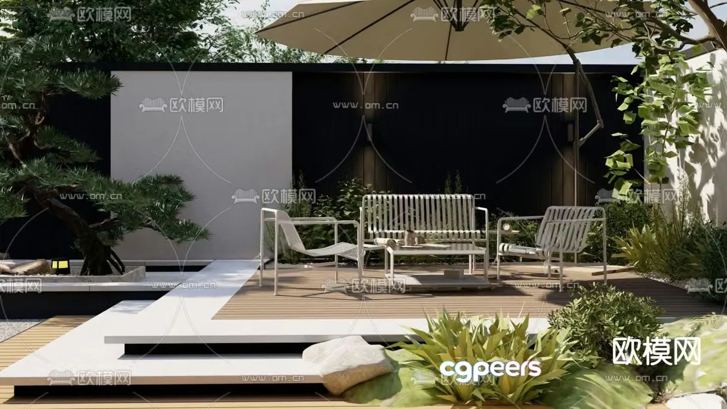 Villa courtyard garden 3d model