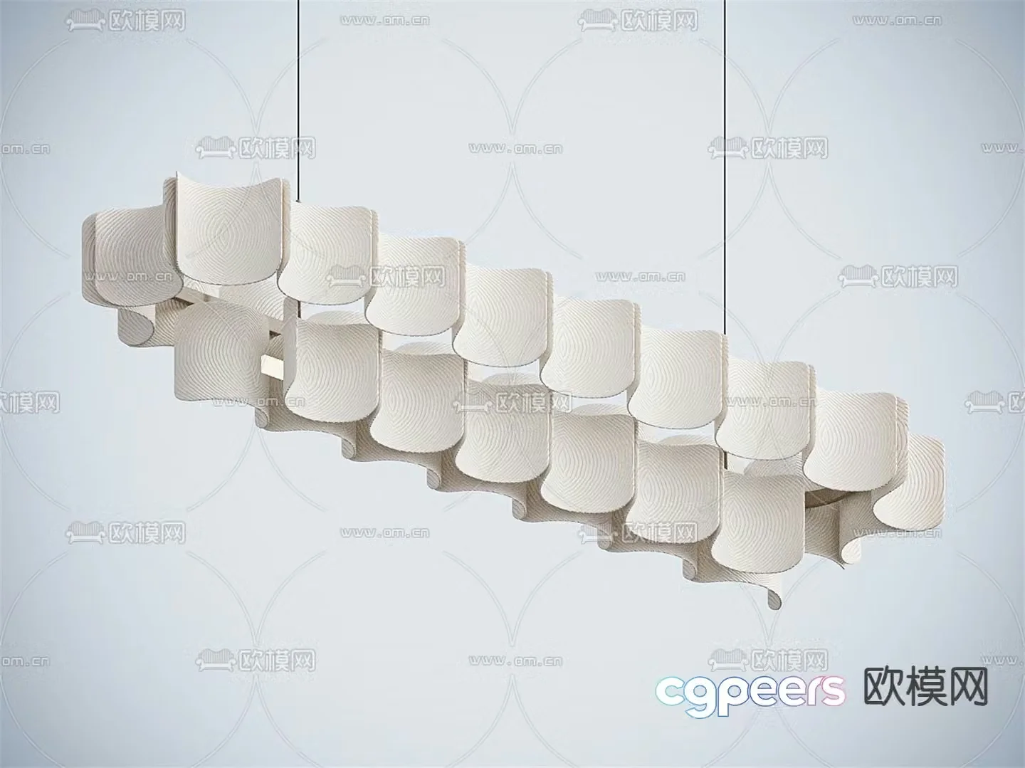 Cream style chandelier strip chandelier 3d model