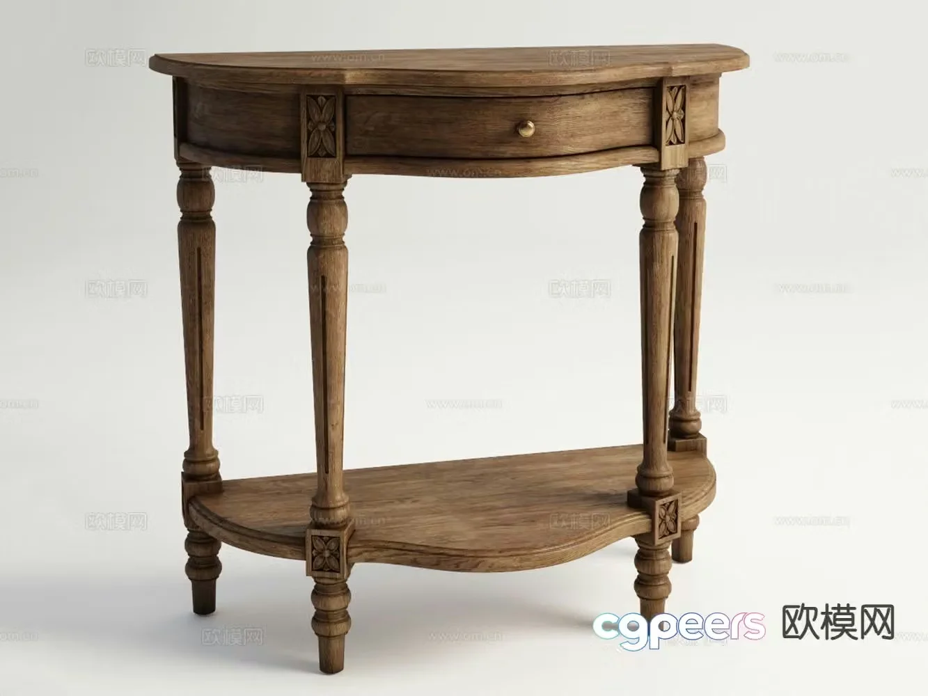 American style side view table console table 3d model