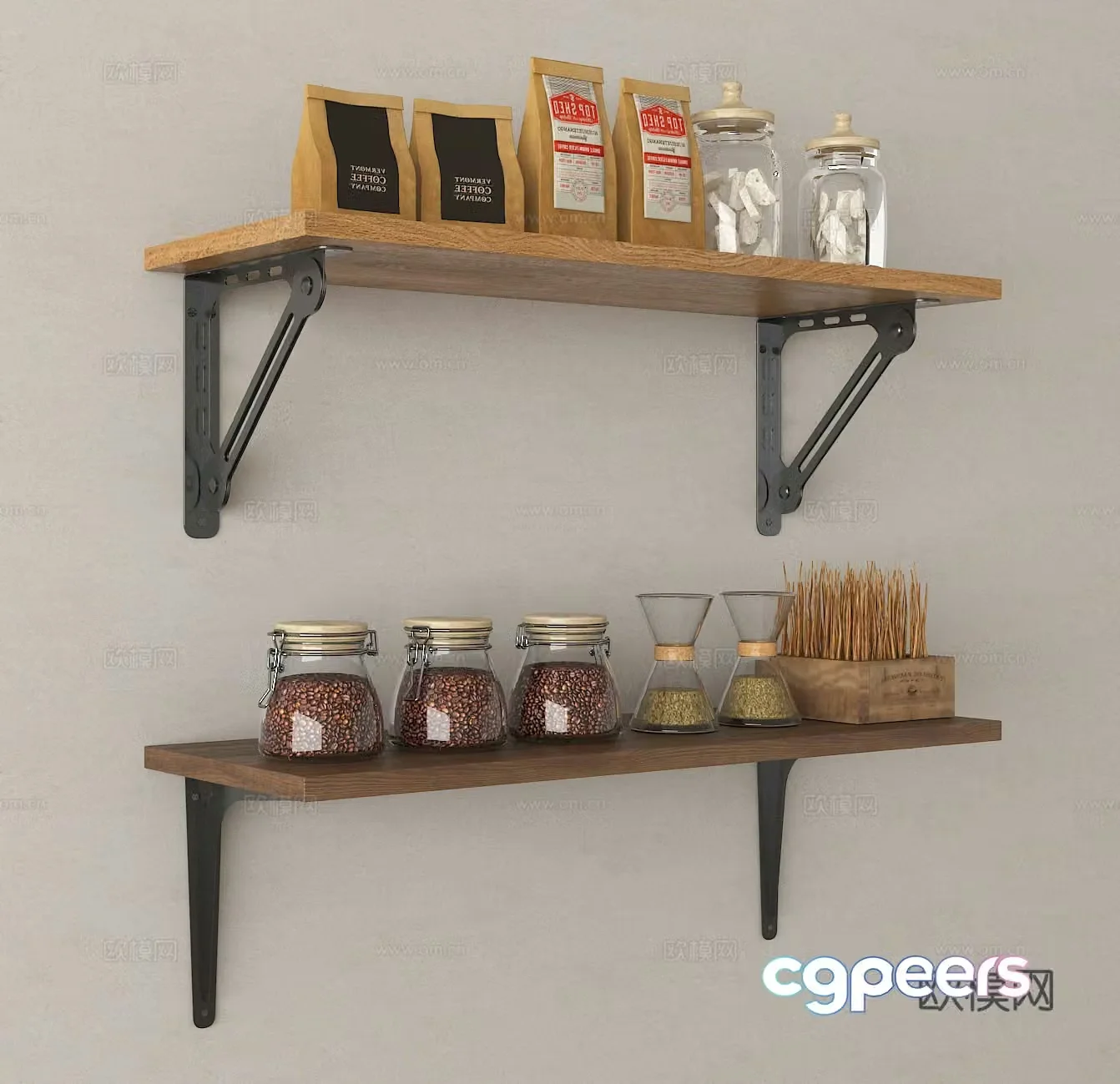 Kitchen wall cabinet storage rack seasoning rack seasoning can 3D model