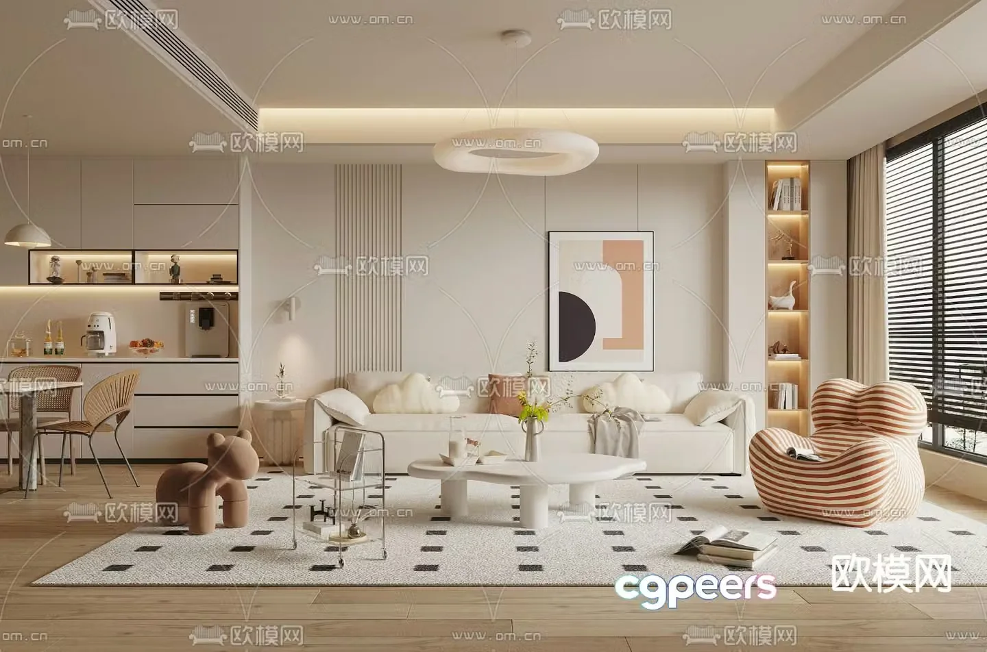 Creamy Style Restaurant 3D Model