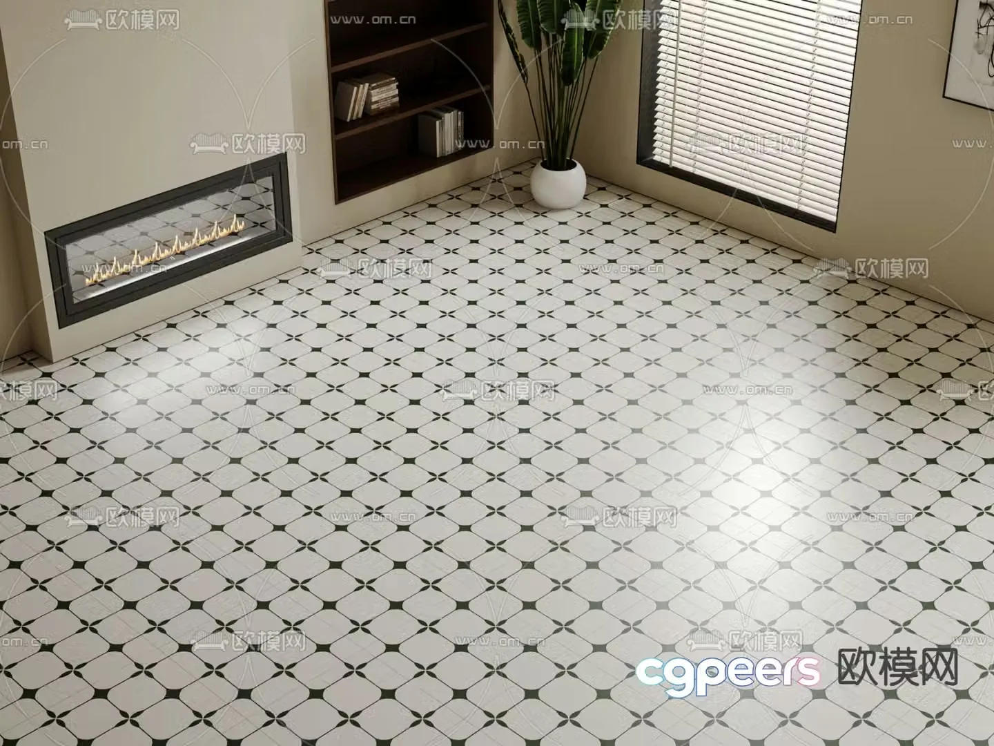 Retro flower tiles ceramic tiles kitchen floor tiles 3d model