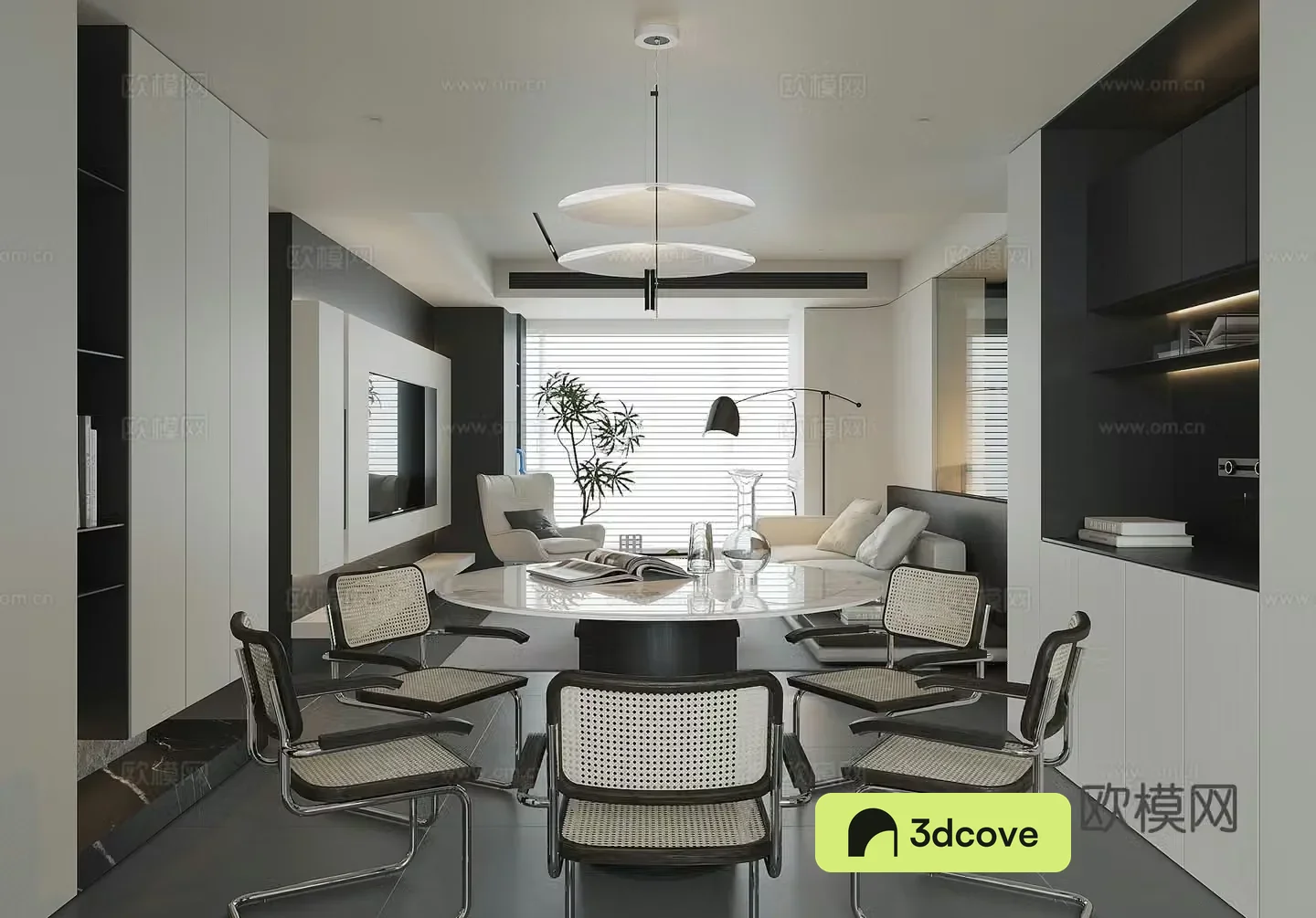 Modern living and dining room