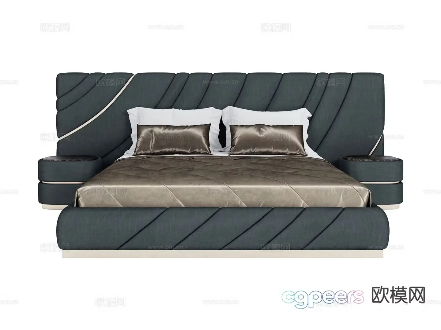 visionnaire light luxury double bed 3d model