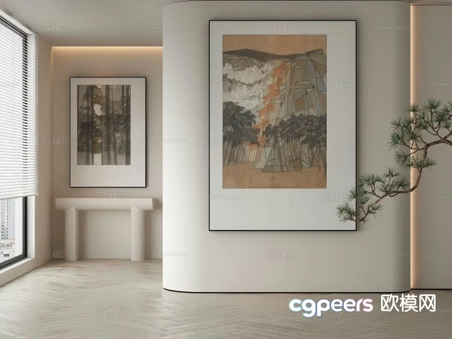 New Chinese style decorative painting art painting hanging painting 3d model