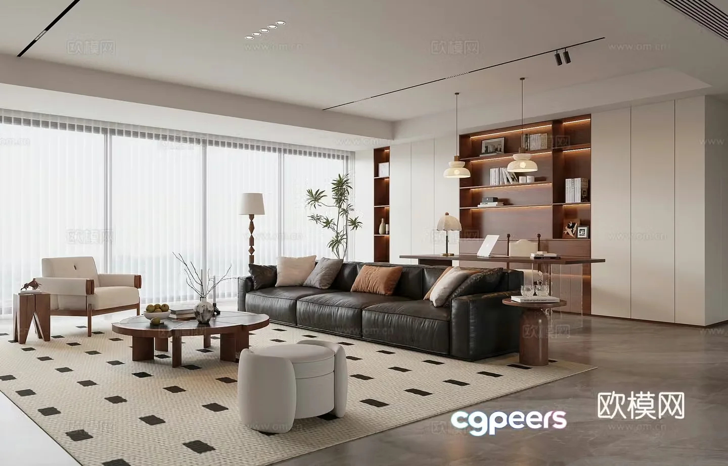 Modern medieval style living room 3d model