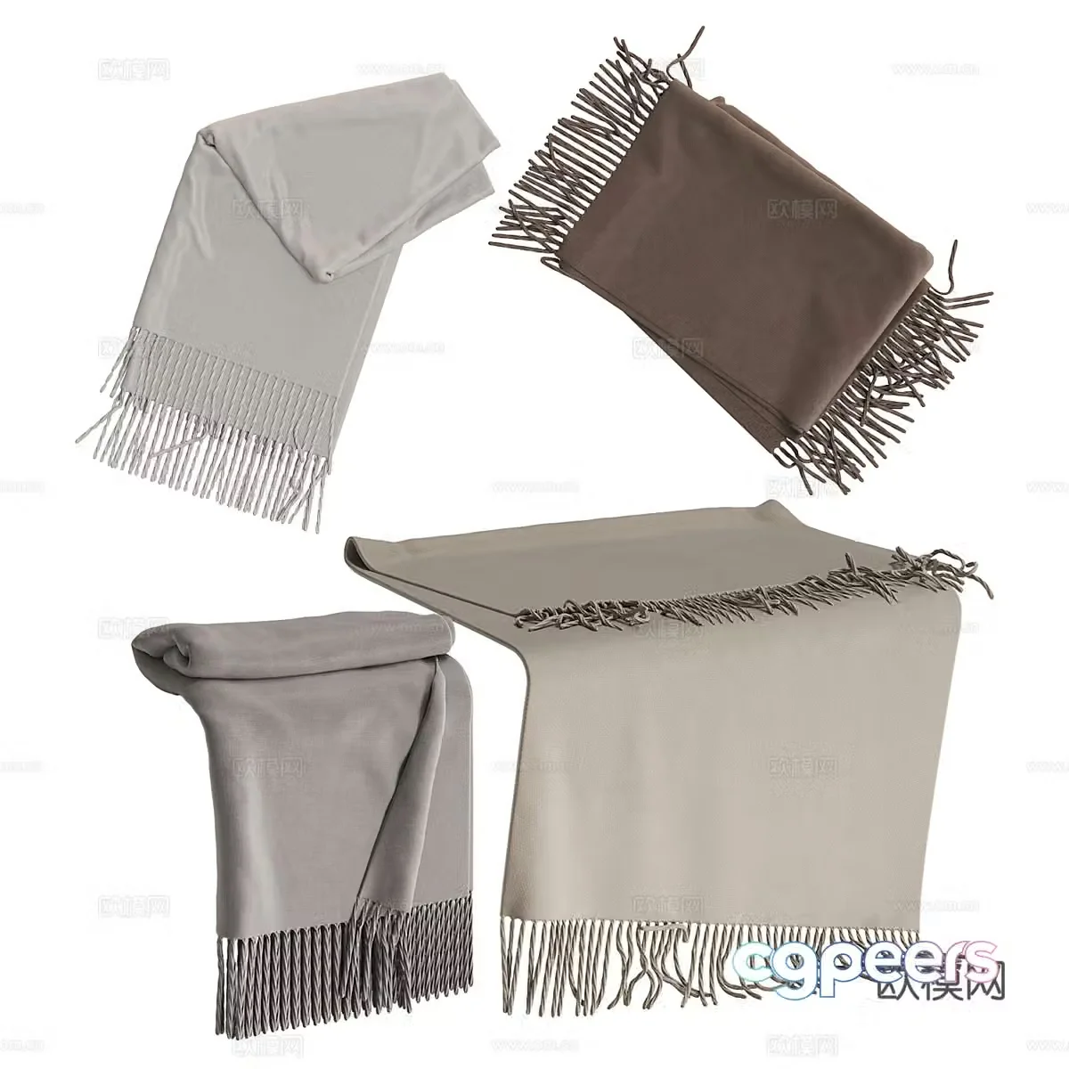 Tassel blanket scarf 3d model