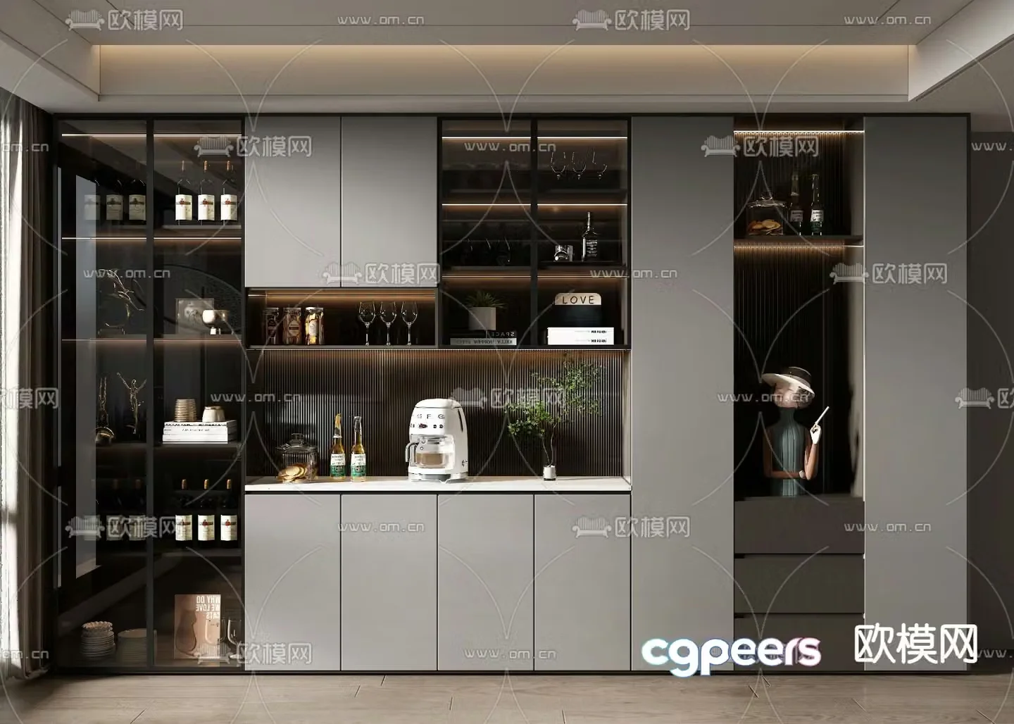 Modern wine cabinet sideboard 3d model