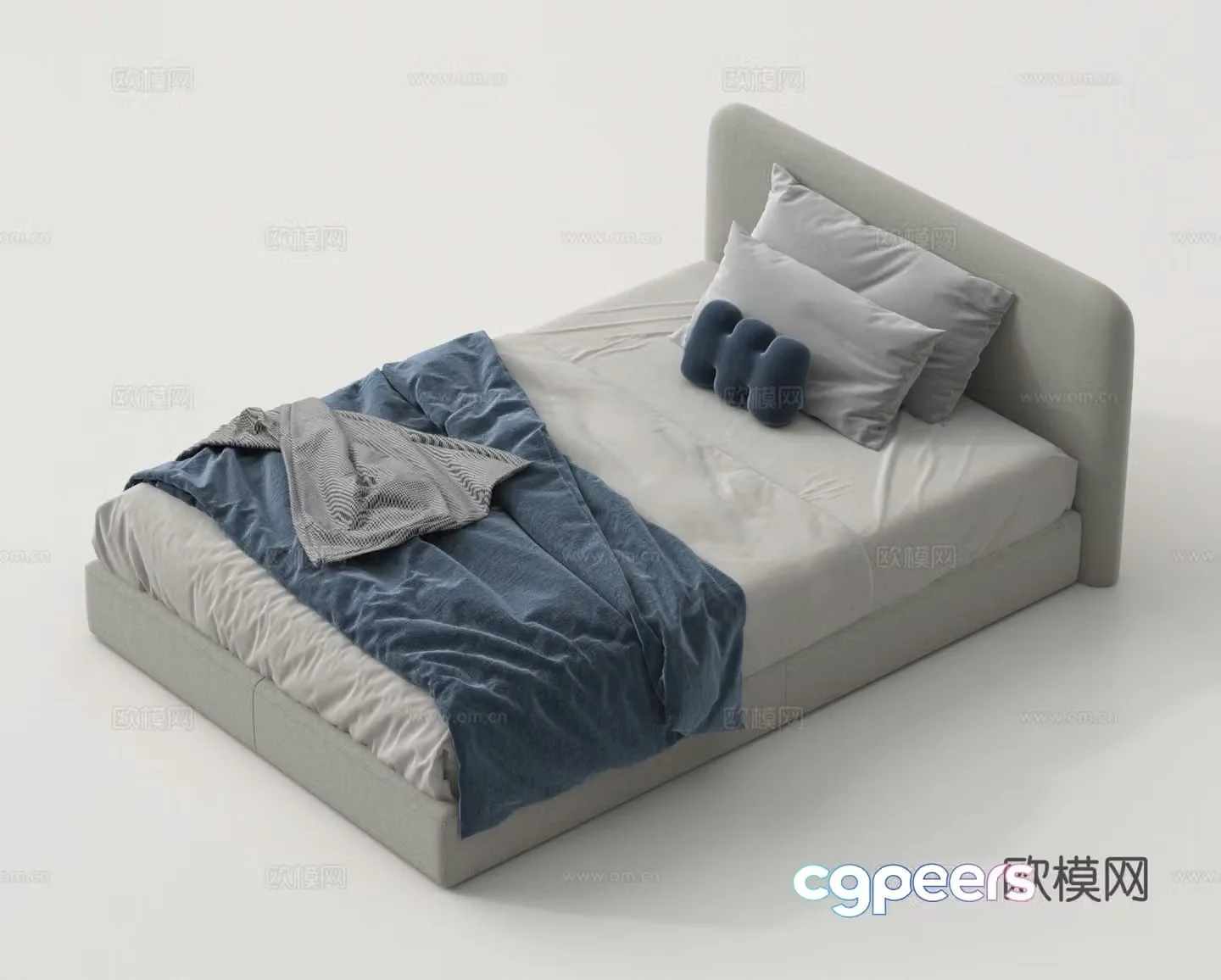 Single bed fabric bed 3d model