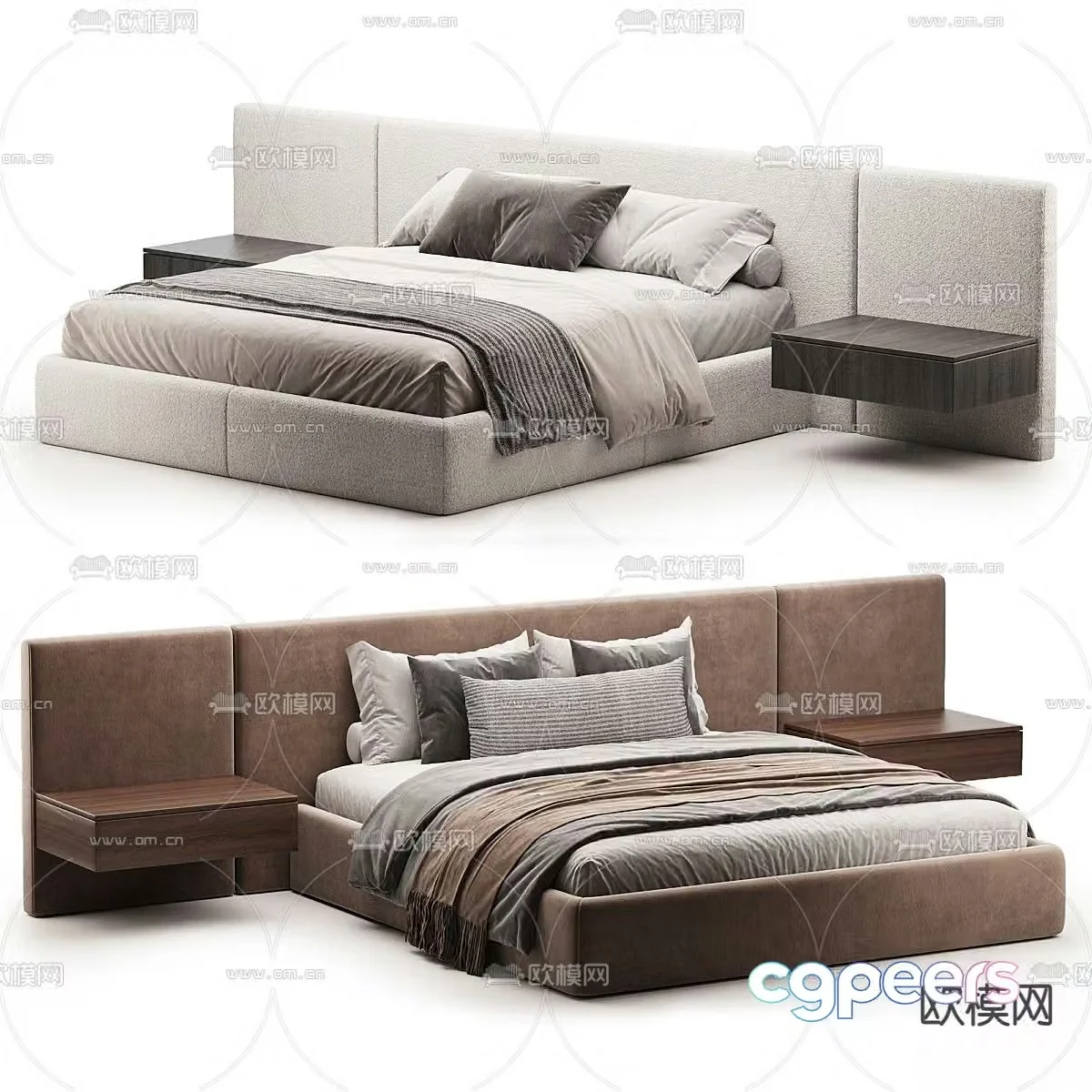 Commercial bed double bed 3d model