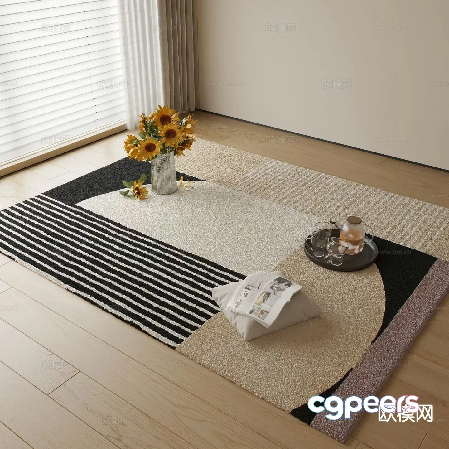 Modern square carpet 3d model