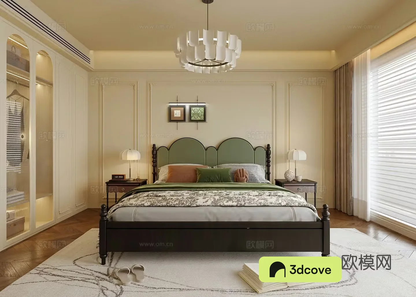 French bedroom double bed nightstand bedroom chandeliers