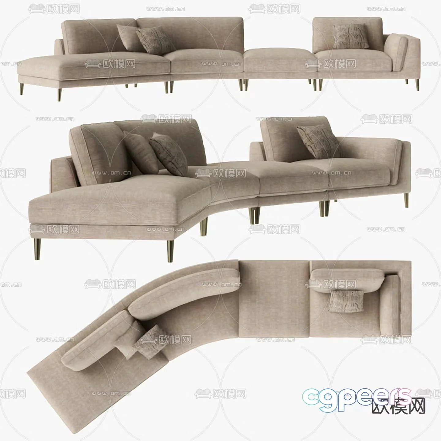Modern multi-seater sofa 3d model