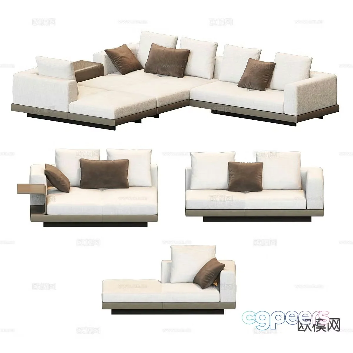 Modern corner sofa love seat 3d model