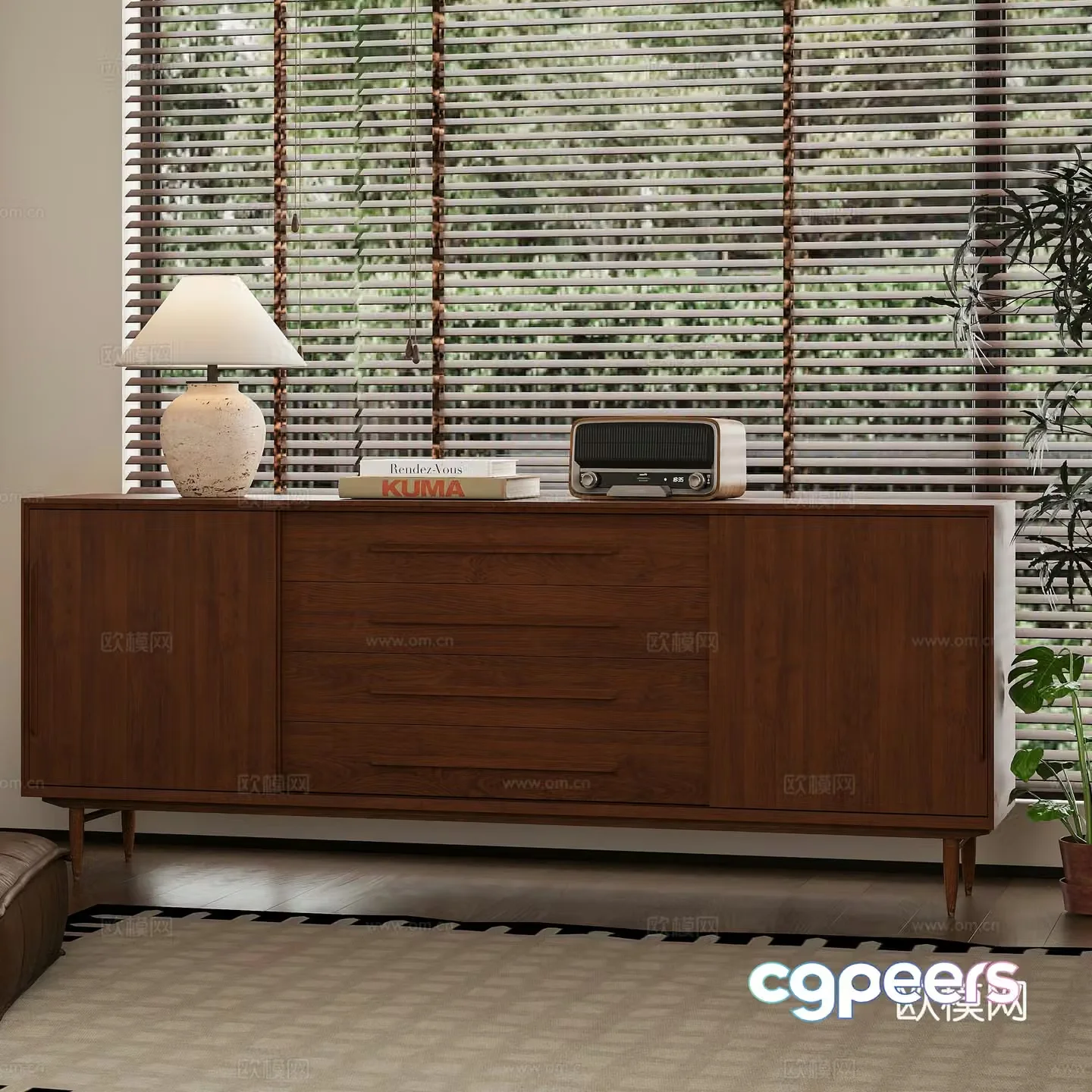 Middle-aged porch cabinet end view cabinet side cabinet side cabinet 3D model