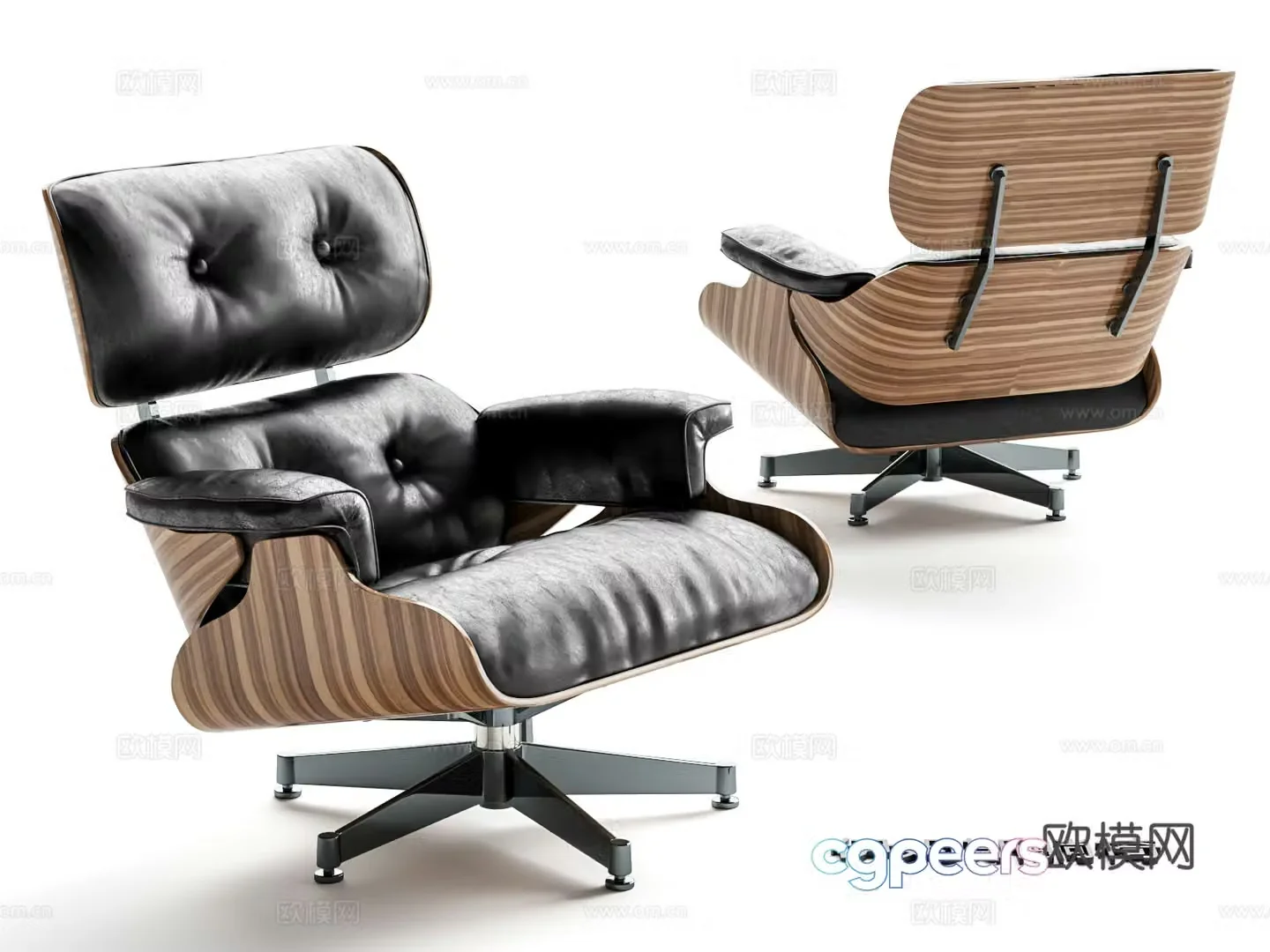 Eames recliner leather office chair training chair office chair 3d model