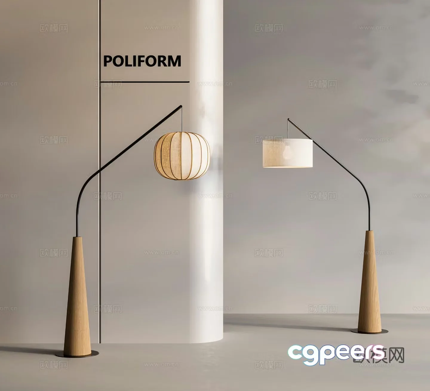 New Chinese style Chinese floor lamp Medium floor lamp Fishing lamp 3D model