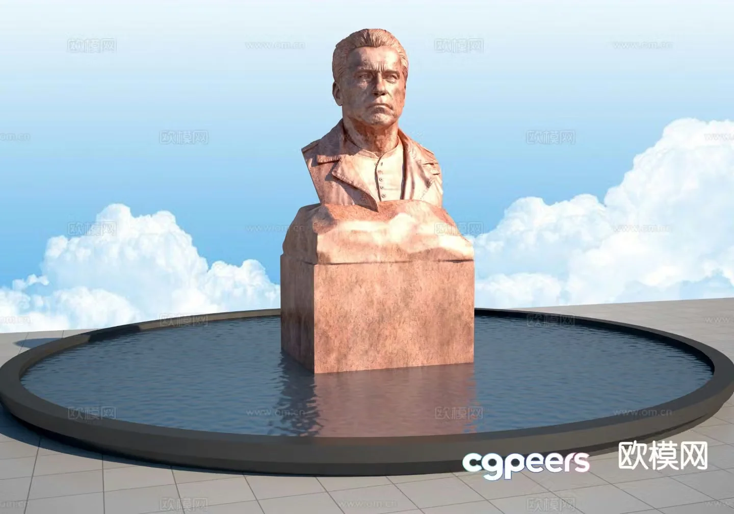 Arnold Schwarzenegger bust sculpture 3d model